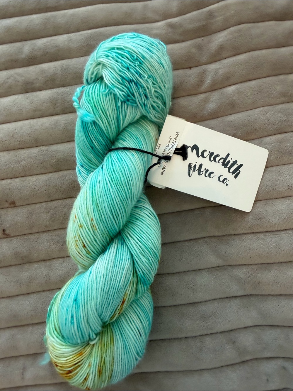 Meredith fiber Aqua Hand-Dyed Yarn - Soft Turquoise Skein